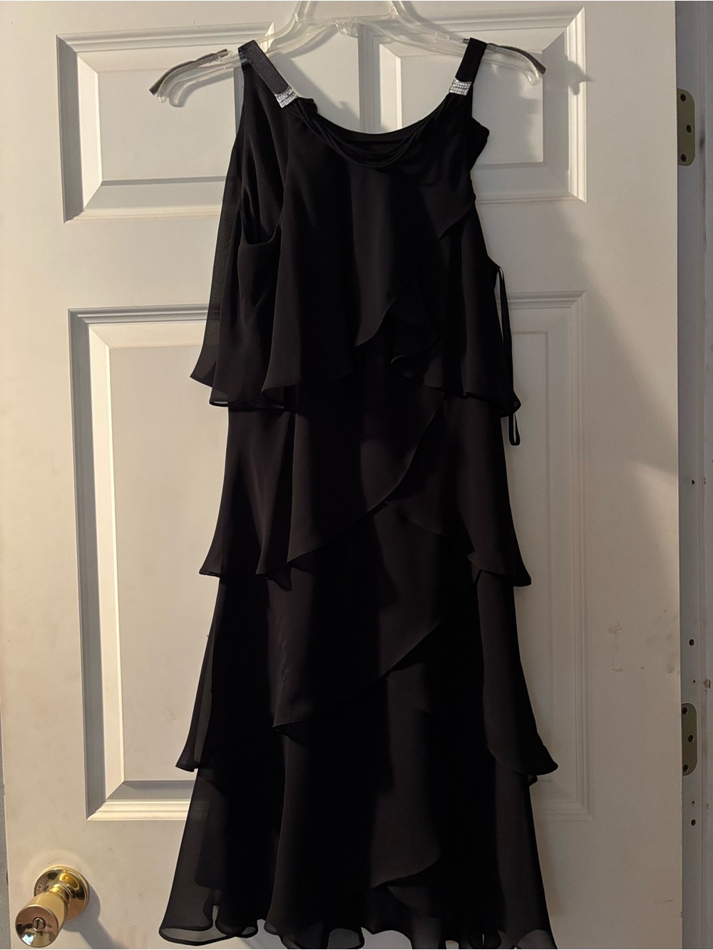 dressbarn Black Layered Ruffle Midi Dress